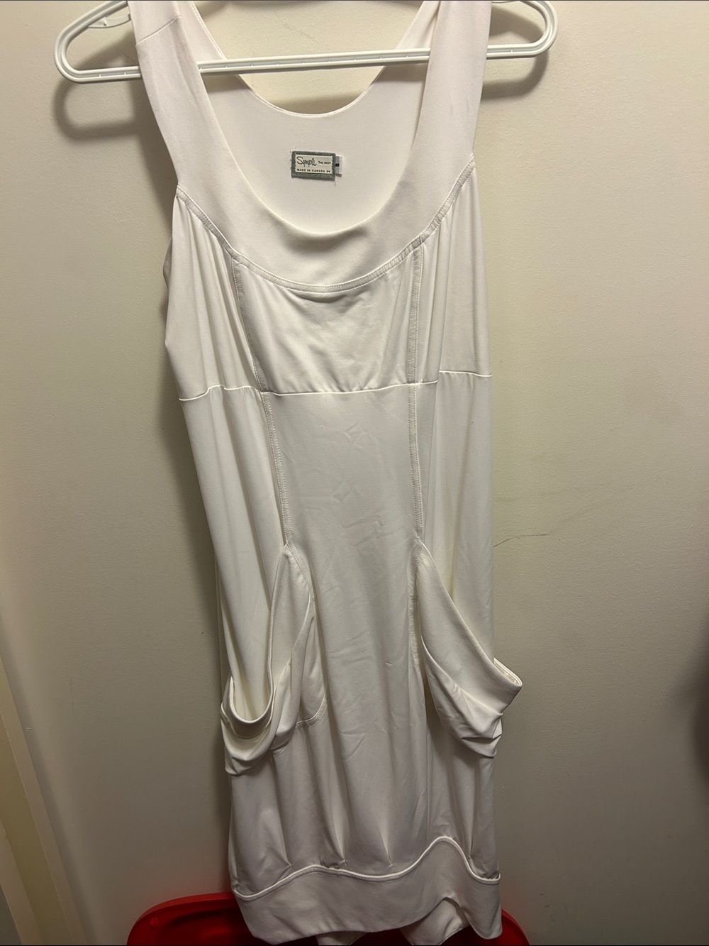 Sympli White Sleeveless Layered Slip with Pocket Drapes dress